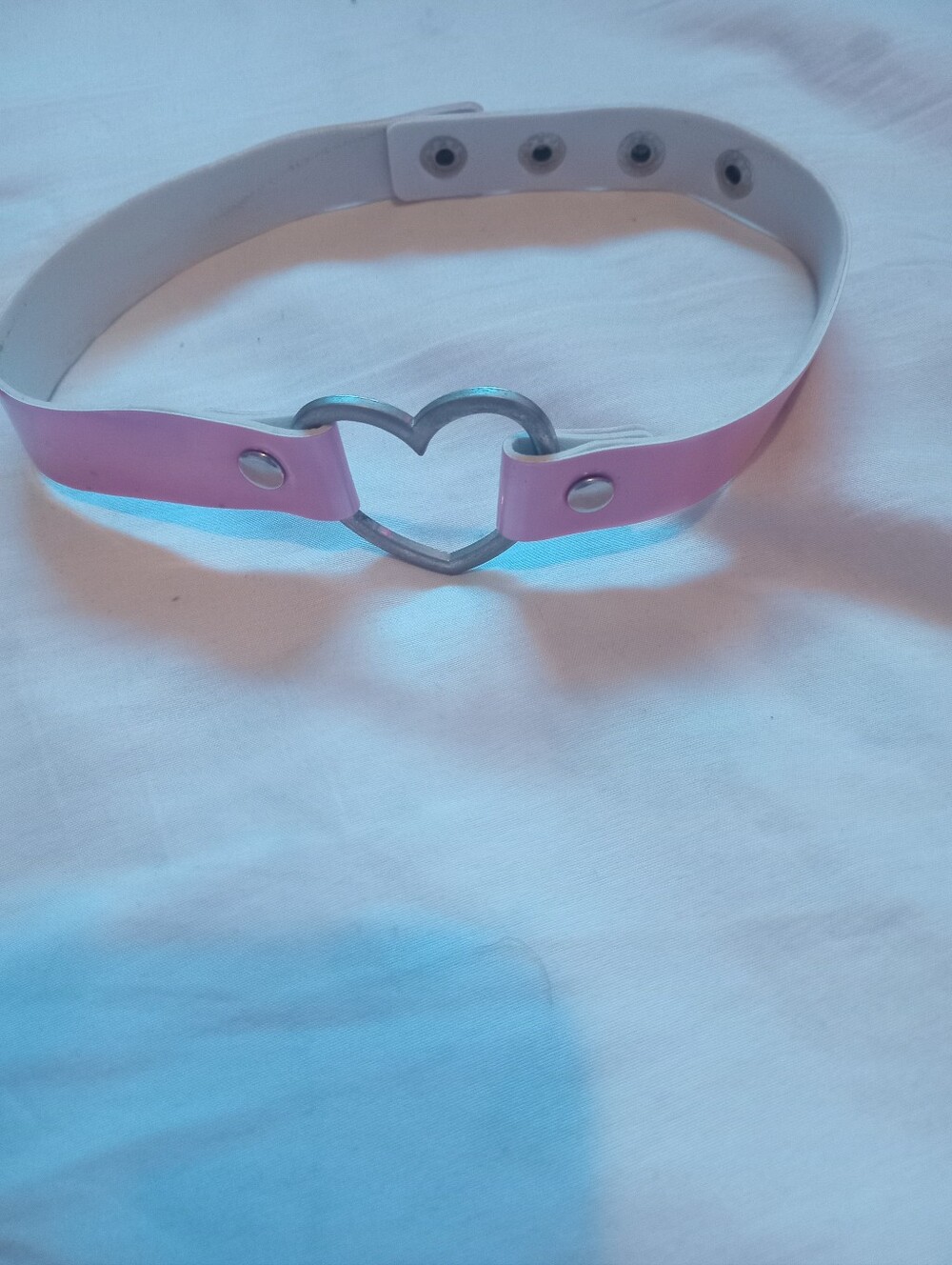 Pink Iridescent Heart Choker